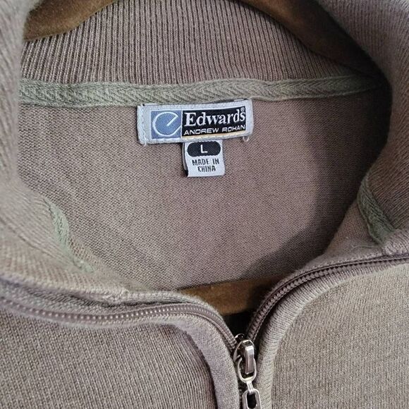 Edwards Andrew Rohan Quarter Zip Sweater Mens SZ L Beige - Picture 2 of 3